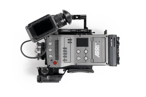Side view of Arri Amira camera with Arri logo visible