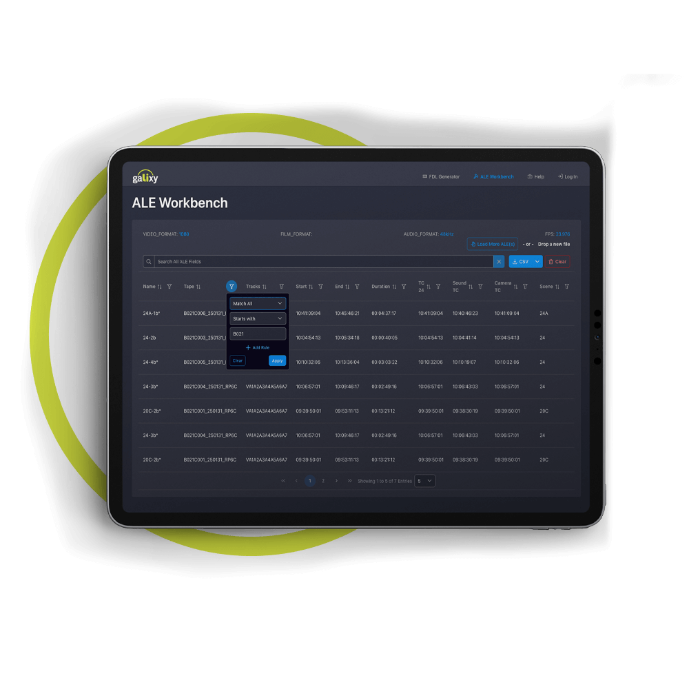 ALE Workbench by Light Iron on an Ipad